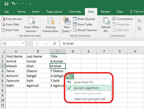 In a new column next to existing data,. . Which of the following tasks can flash fill do select all that apply